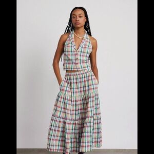 DAMSON MADDER Thea Midi Skirt Picnic Check